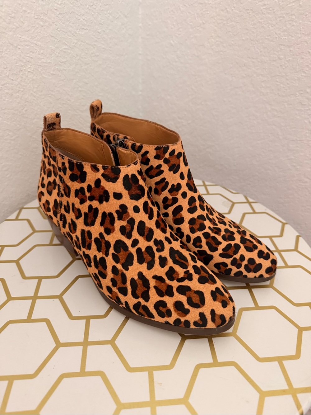J. Crew Leopard Print Ankle Booties in Tan and Black